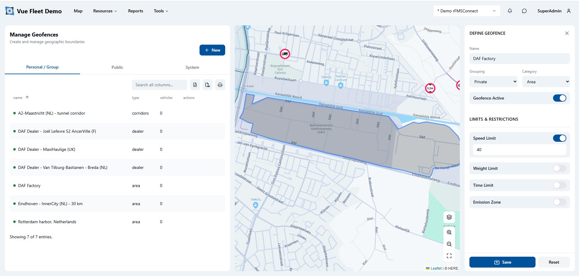 Geofence management view